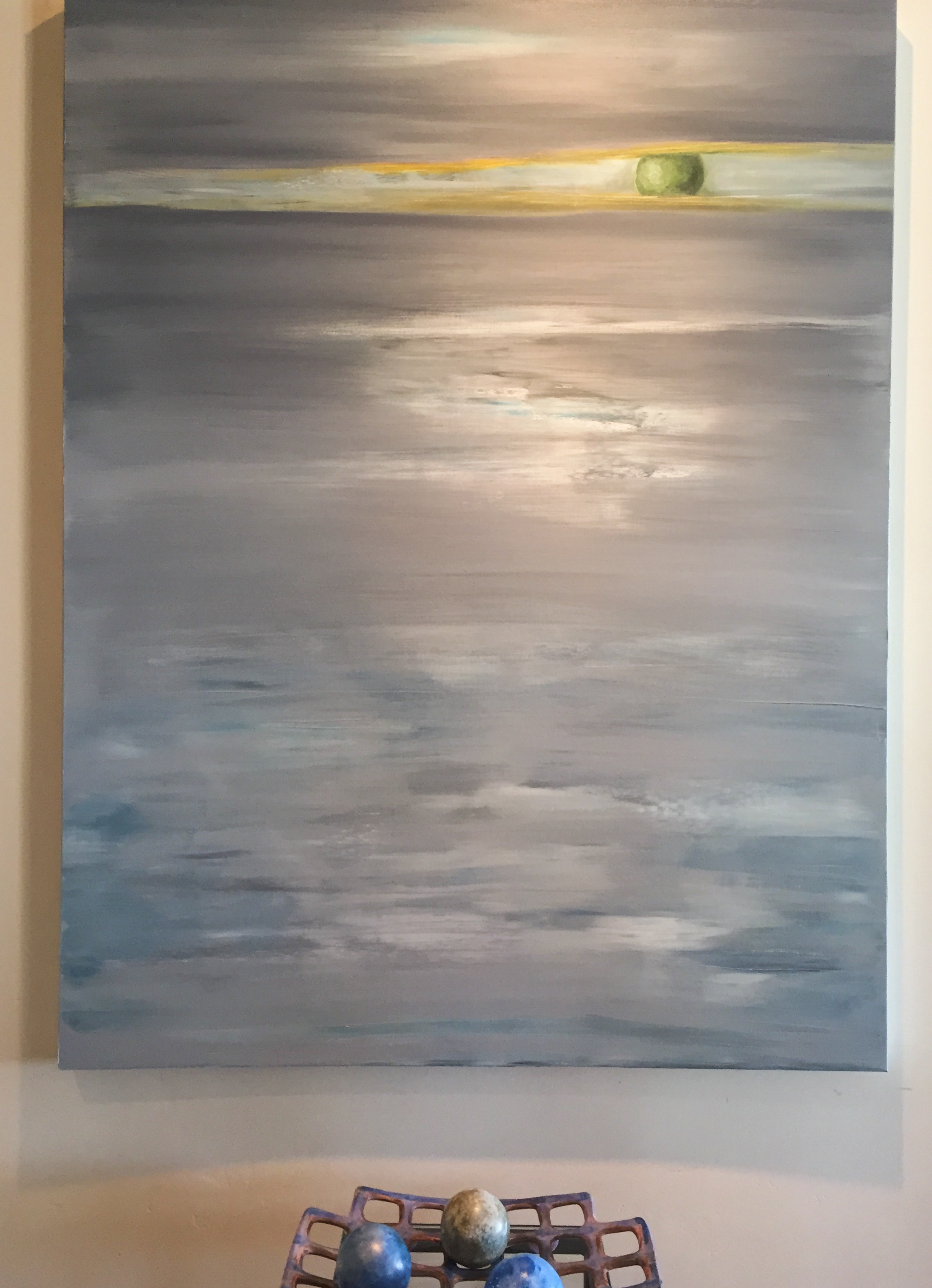 Green Sphere Gray Glaze, oil, 52"x40"