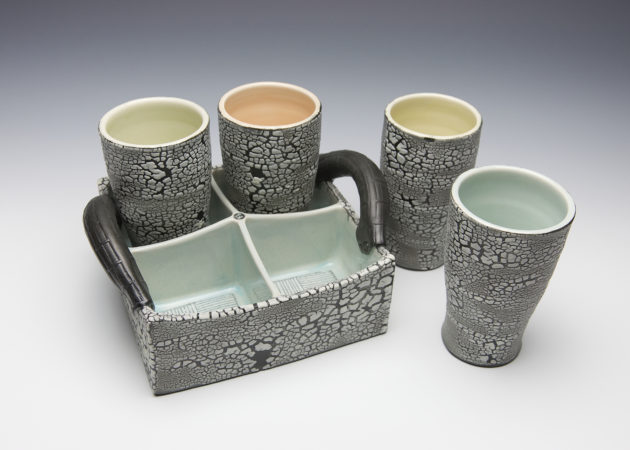 White Crackle Drinking Set